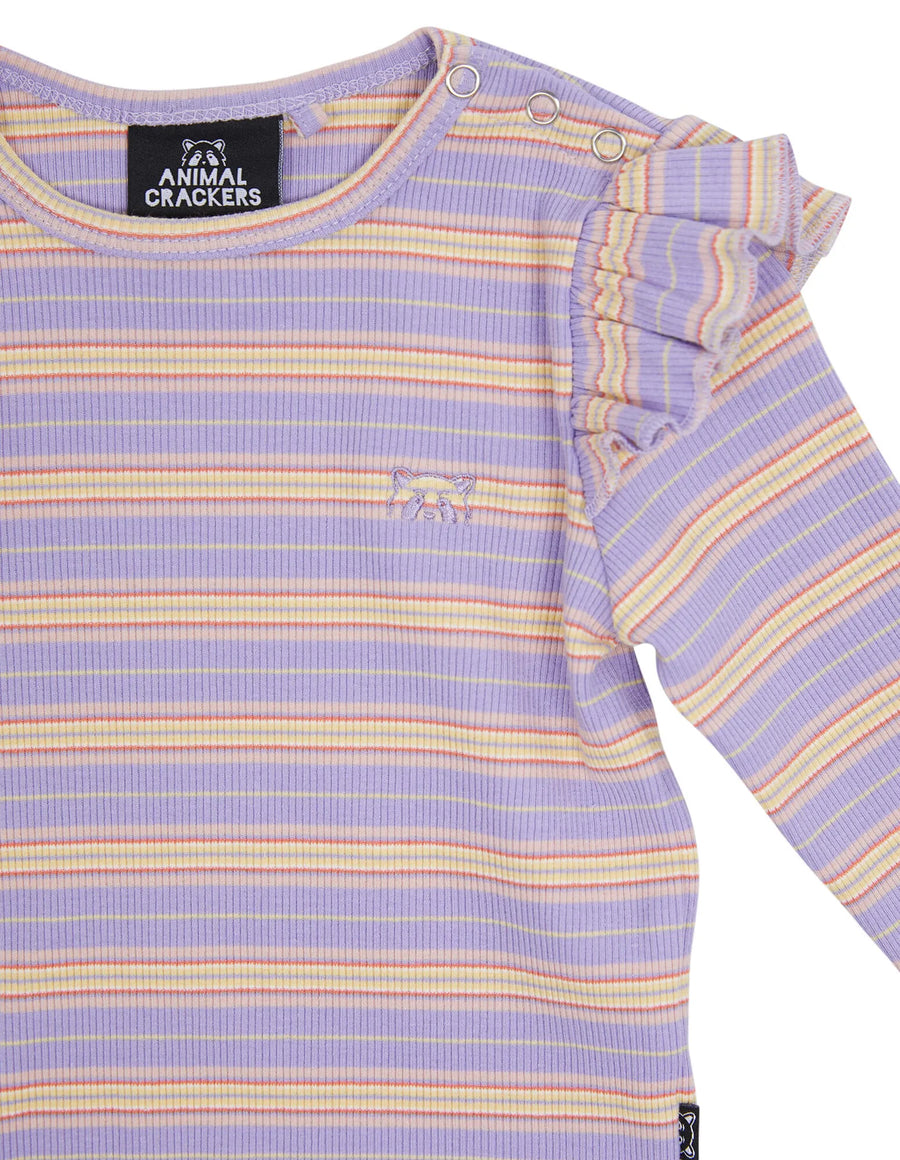 Mulberry Long Sleeve Rib Top - Purple Stripe