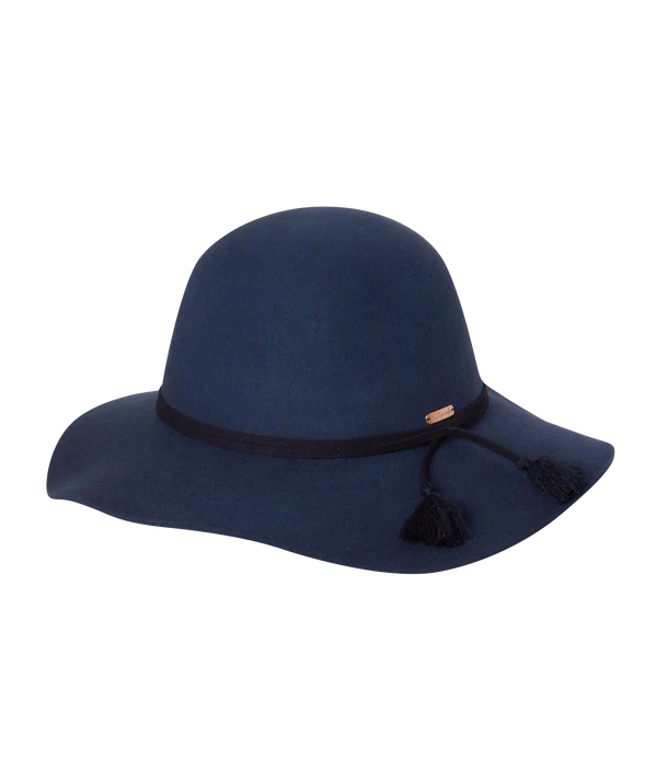 Aubrie Wide Brim Navy Hat