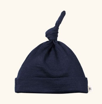 Merino Knotted Beanie - Navy