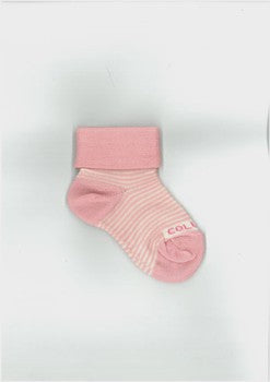 Merino Turn-Over Socks - Pink/Cream Stripe