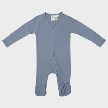 Double Zip Romper-Dusty Blue