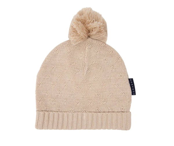 Textured Knit Beanie - Ivory Dots