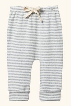Cotton Drawstring Pants - Grey Marl Stripe - 0-3m