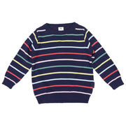 Knit Striped Sweater - Navy/Pink