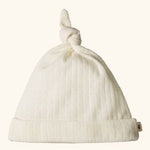 Merino Pointelle Knotted Beanie - Natural