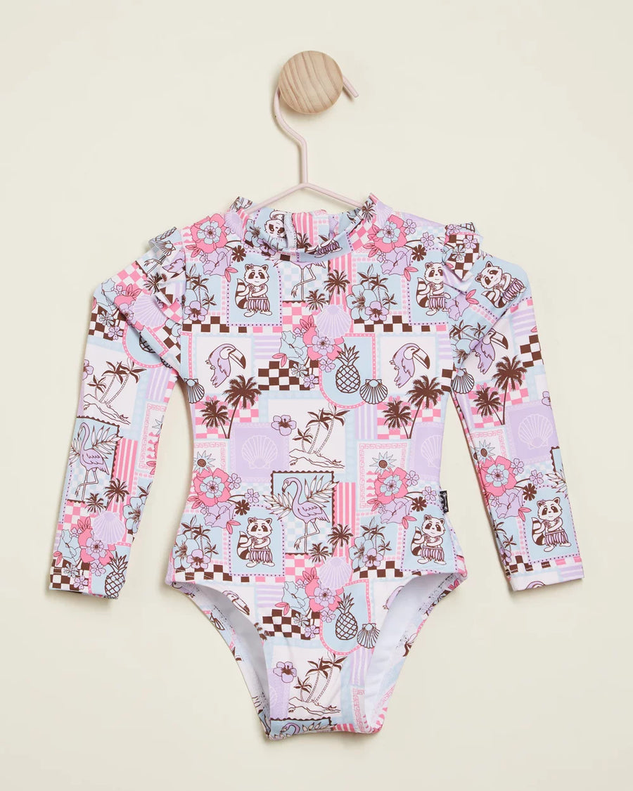 Ocean Breeze L/S One Piece Swimsuit - Print