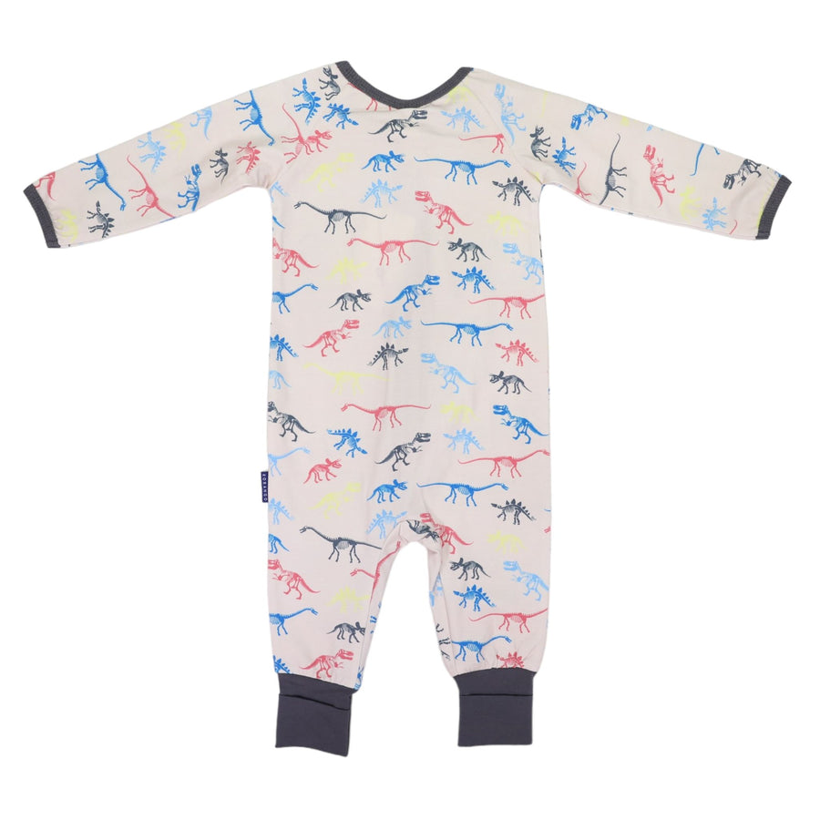 Dinosaur Long Sleeve Zip Onesie-Tapioca