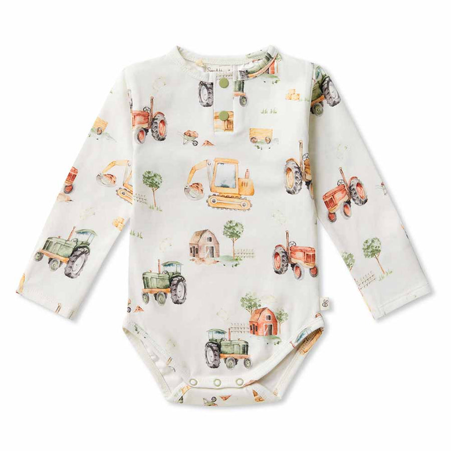 Diggers & Tractors Long Sleeve Organic Bodysuit