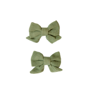 Bow Hair Clips 2 Pack - Hedge Green