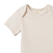 Short Sleeve Bodysuit - Lilac Pinstripe