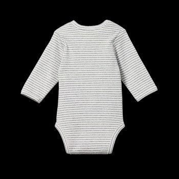 Cotton Long Sleeve Bodysuit - Grey Marl Stripe