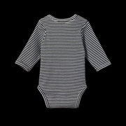 Cotton Long Sleeve Bodysuit- Navy Stripe