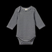 Cotton Long Sleeve Bodysuit- Navy Stripe