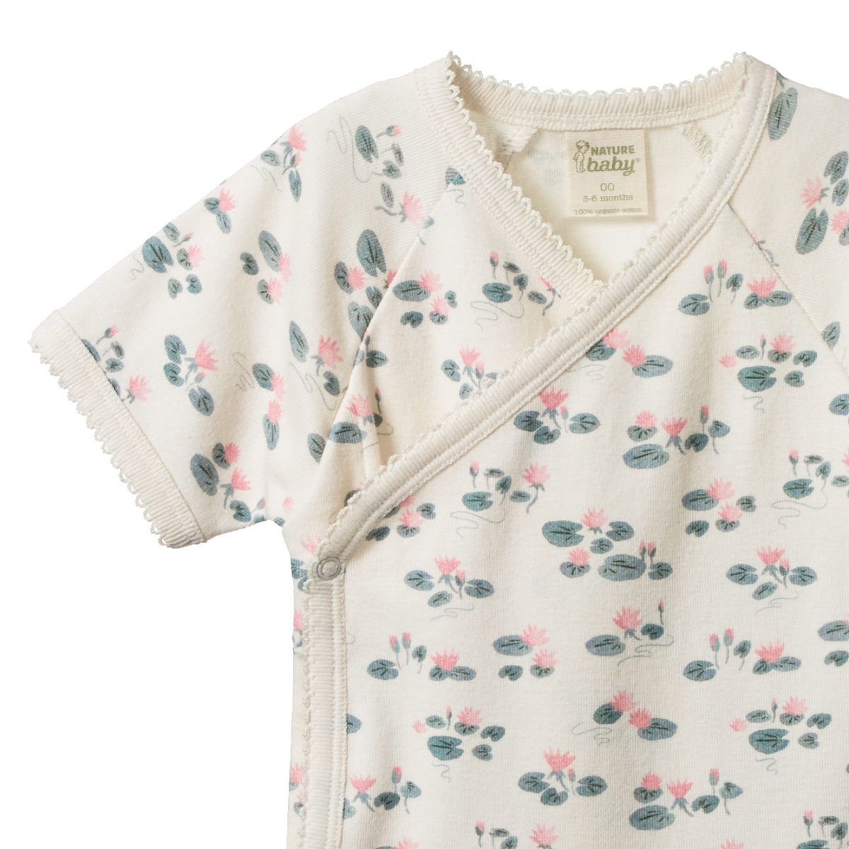 Short Sleeve Kimono Bodysuit - Waterlilies Print