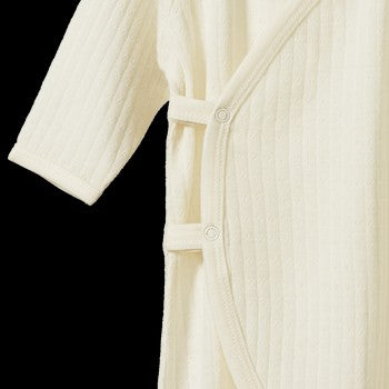 Merino Pointelle Kimono Footed Stretch & Grow - Natural