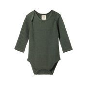 Long Sleeve Pointelle Bodysuit - Thyme