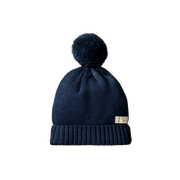 Alpine Merino Pom Pom Beanie - Navy