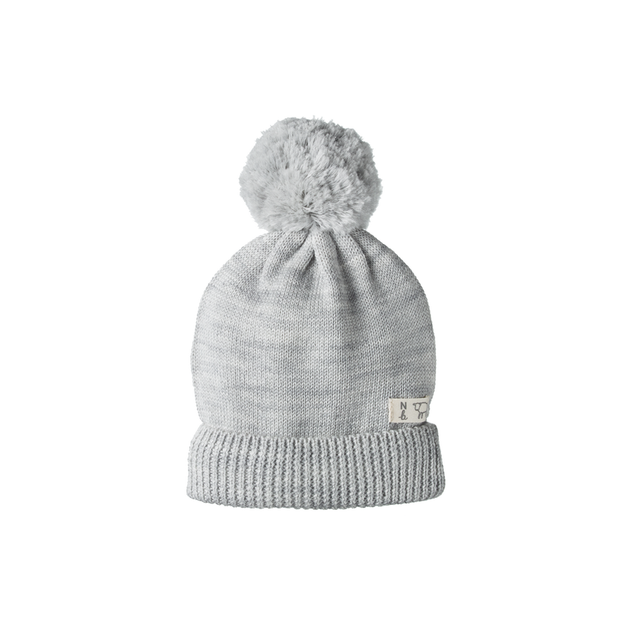 Alpine Pom Pom Beanie - Light Grey Marle