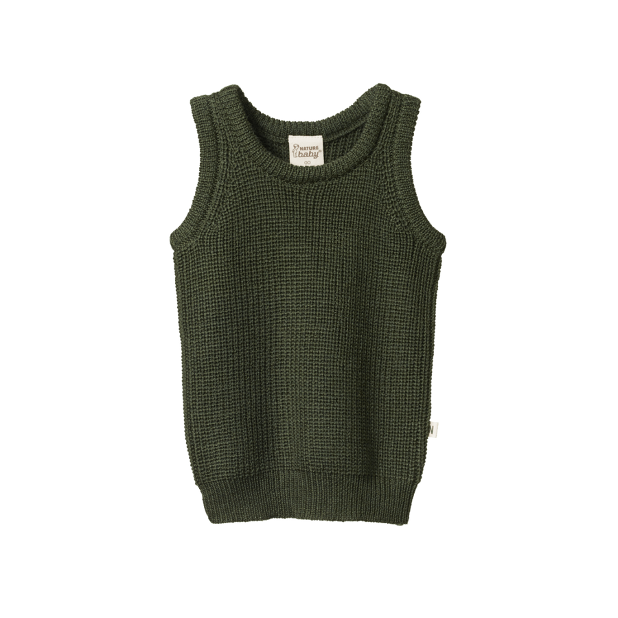 Merino Chunky Knit Vest - Thyme