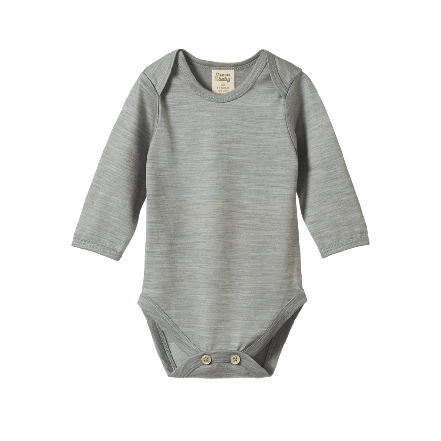 Merino Long Sleeve Bodysuit - Light Grey