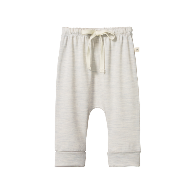 Merino Drawstring Pants-Light Grey Marl