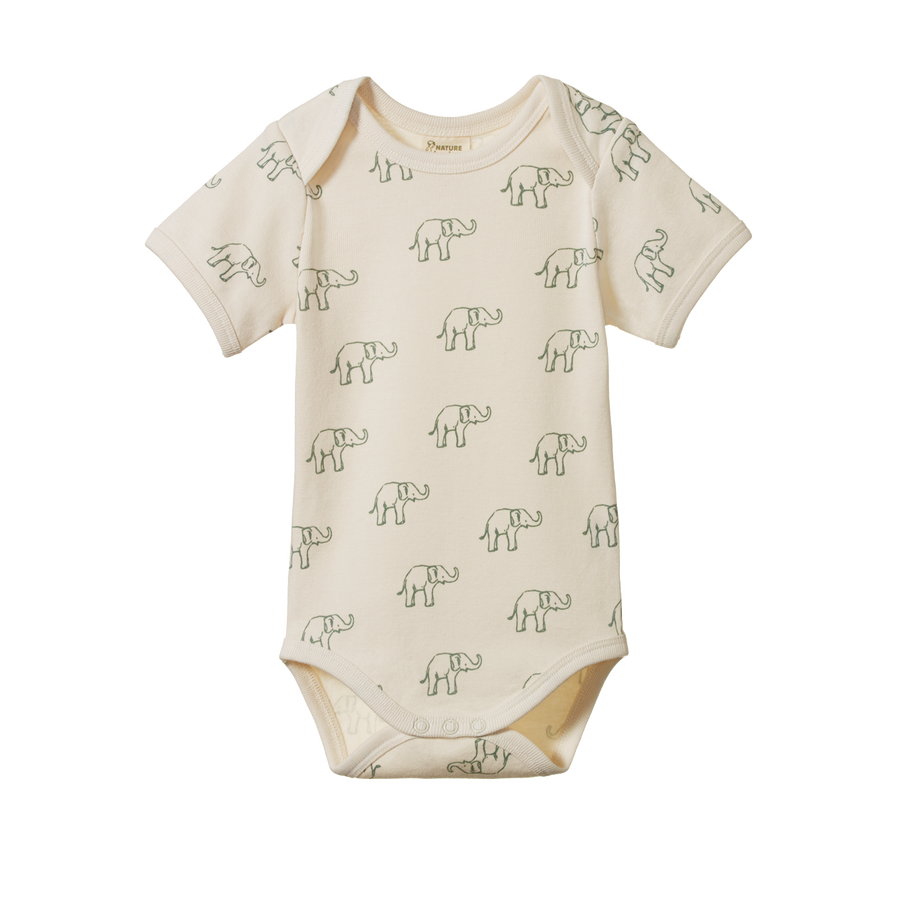 Short Sleeve Bodysuit - Elephant Print