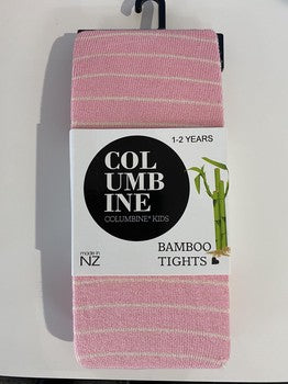 Bamboo Viscose Tights - Pink/White Stripe