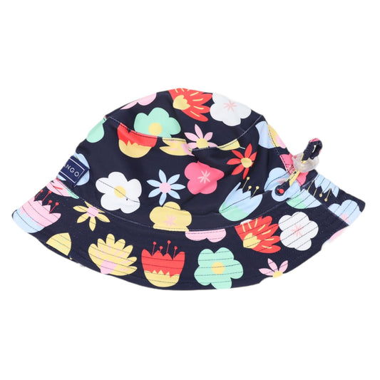 Swim Sun Hat-Flower Navy