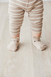 Organic Cotton Fine Rib Legging - Elias Stripe Sable Marle