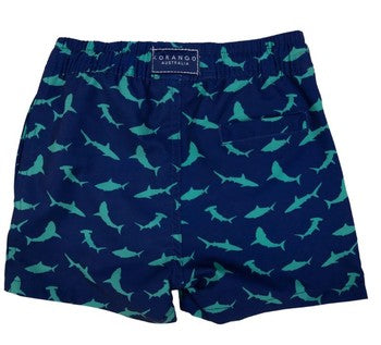 Shark Print Boardies-Navy