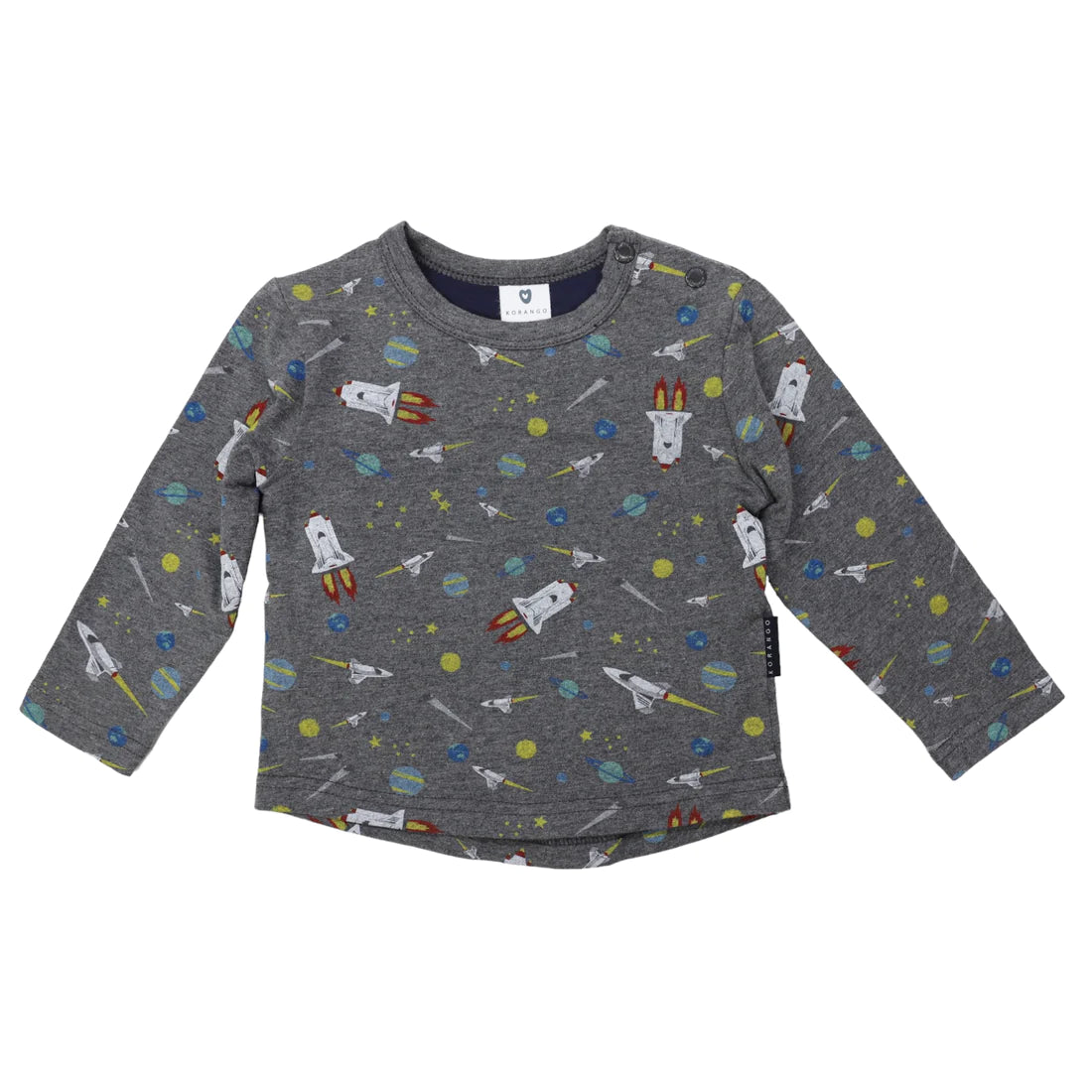 Long Sleeve Top - Space Travel - Charcoal