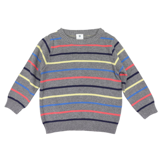 Knit Striped Sweater-Charcoal