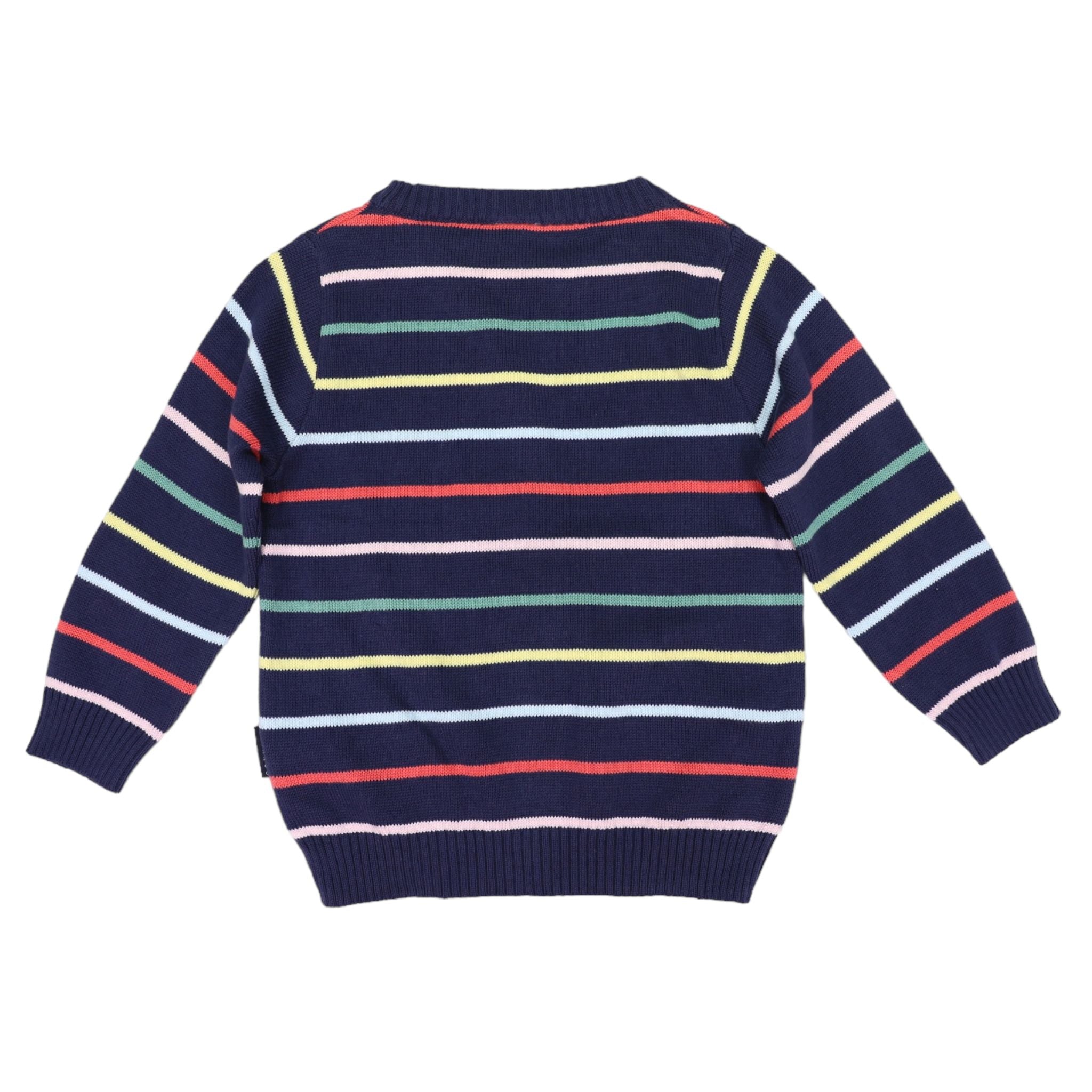 Knit Striped Sweater-Navy/Pink